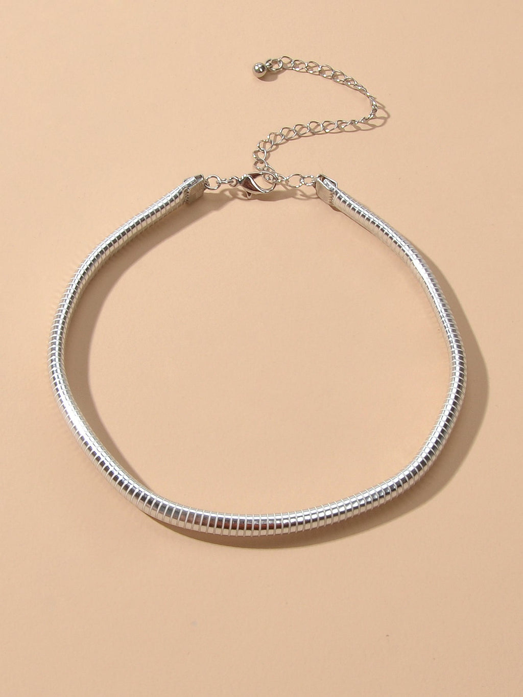 Punk Silver Faux Leather Short Tattoo Choker Necklace Statement Grunge Collar