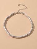 Punk Silver Faux Leather Short Tattoo Choker Necklace Statement Grunge Collar
