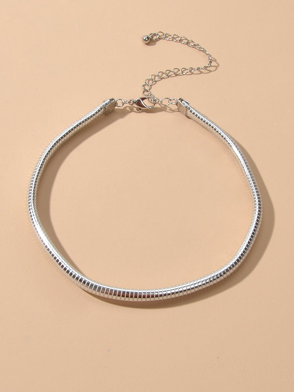 Punk Silver Faux Leather Short Tattoo Choker Necklace Statement Grunge Collar