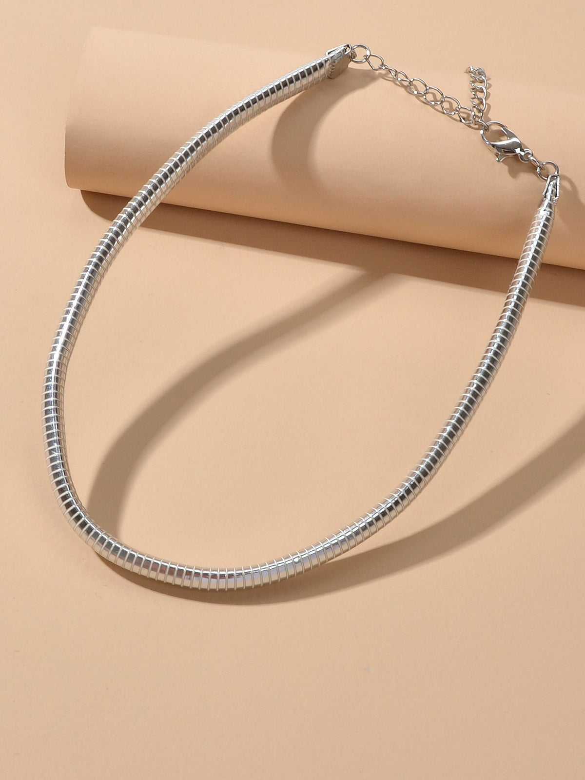Punk Silver Faux Leather Short Tattoo Choker Necklace Statement Grunge Collar
