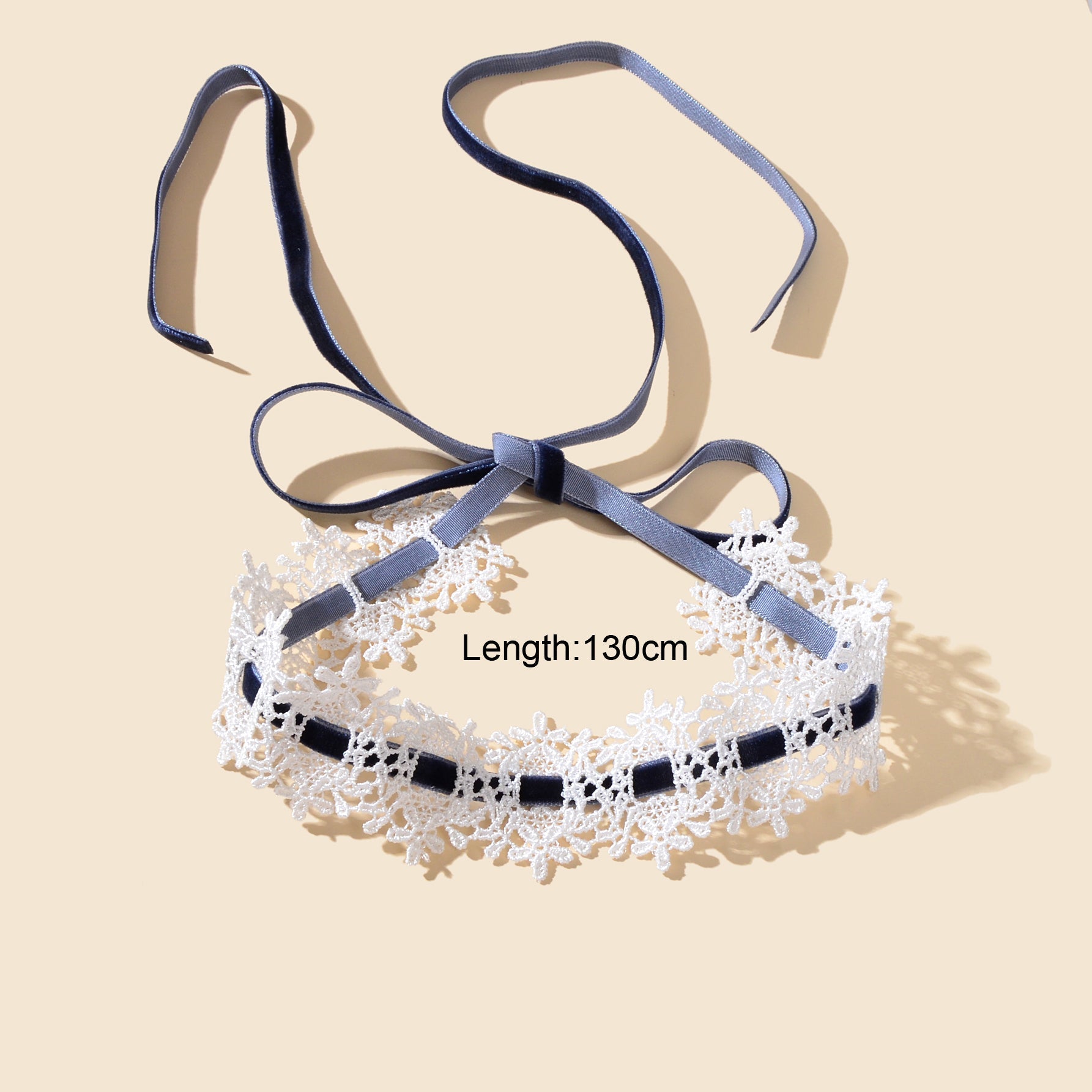 Vintage White Lace Choker Long Grey Velvet Tied Festival Party Choker Necklace