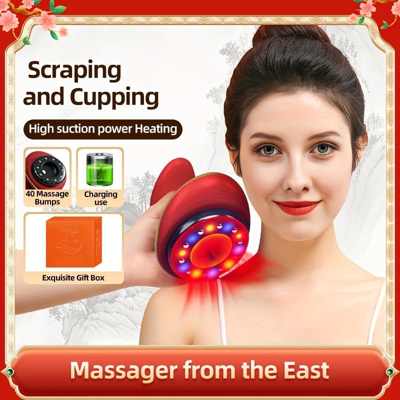 Electric Vacuum Cupping Massage Device with Heating(Red) - Luxe and kind