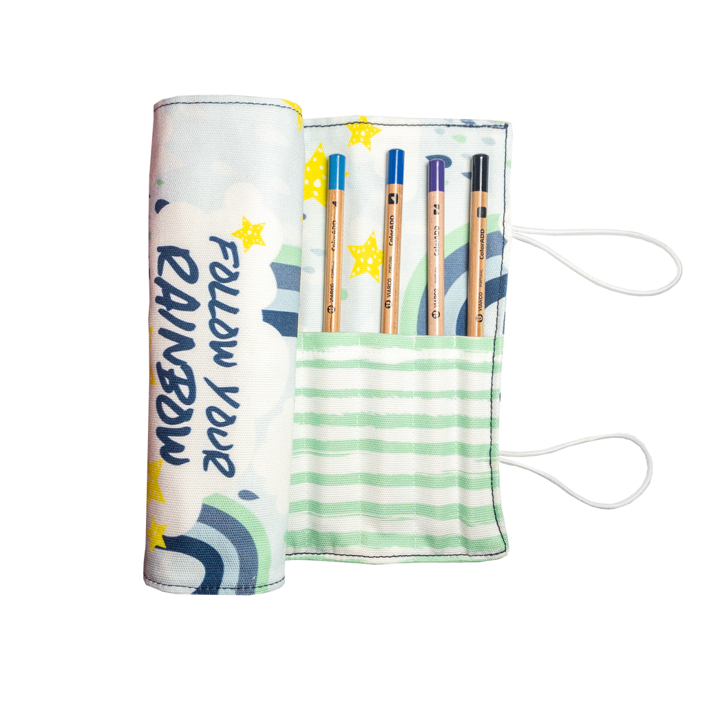 Blue Rainbow Long Pencil Case-0