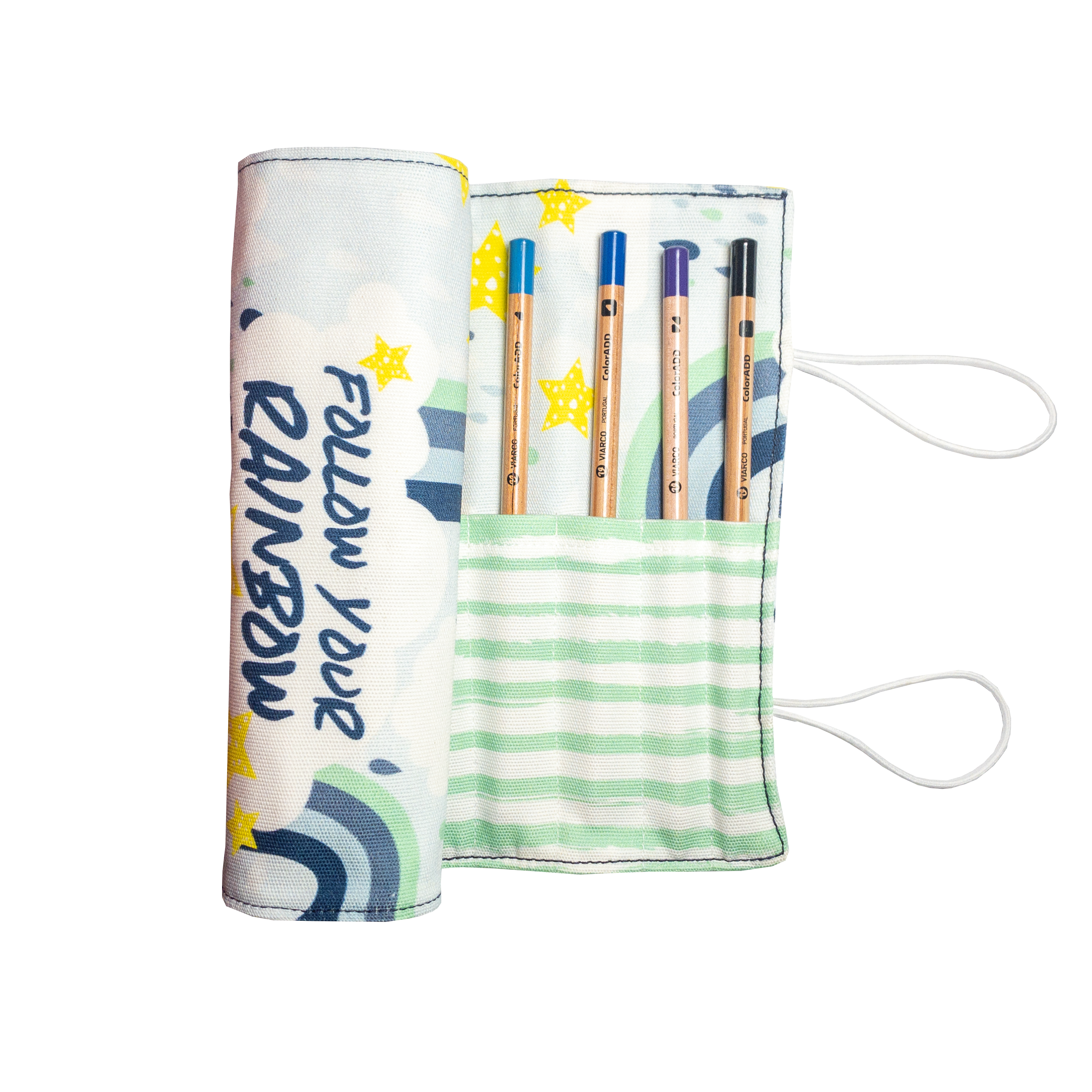 Blue Rainbow Long Pencil Case-0