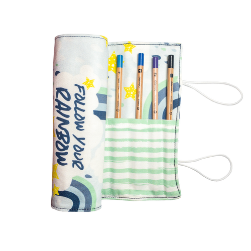 Blue Rainbow Long Pencil Case-0