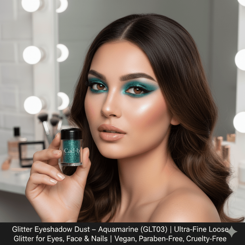 Glitter Eyeshadow Dust – Aquamarine (GLT03) | Ultra-Fine Loose Glitter for Eyes, Face & Nails | Vegan, Paraben-Free, Cruelty-Free - Luxe and kind
