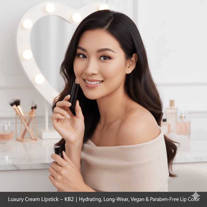 Luxury Cream Lipstick – Naughty Nude – KB2 | Hydrating, Long-Wear, Vegan & Paraben-Free Lip Color - Luxe and kind