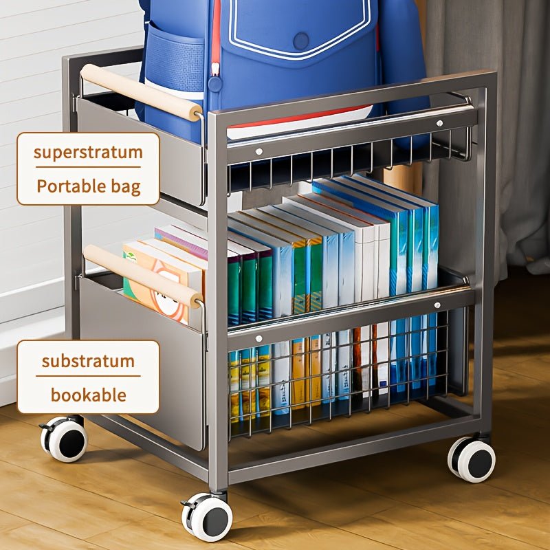 Mobile Book Bag Storage Rack Trolley - Luxe and kind