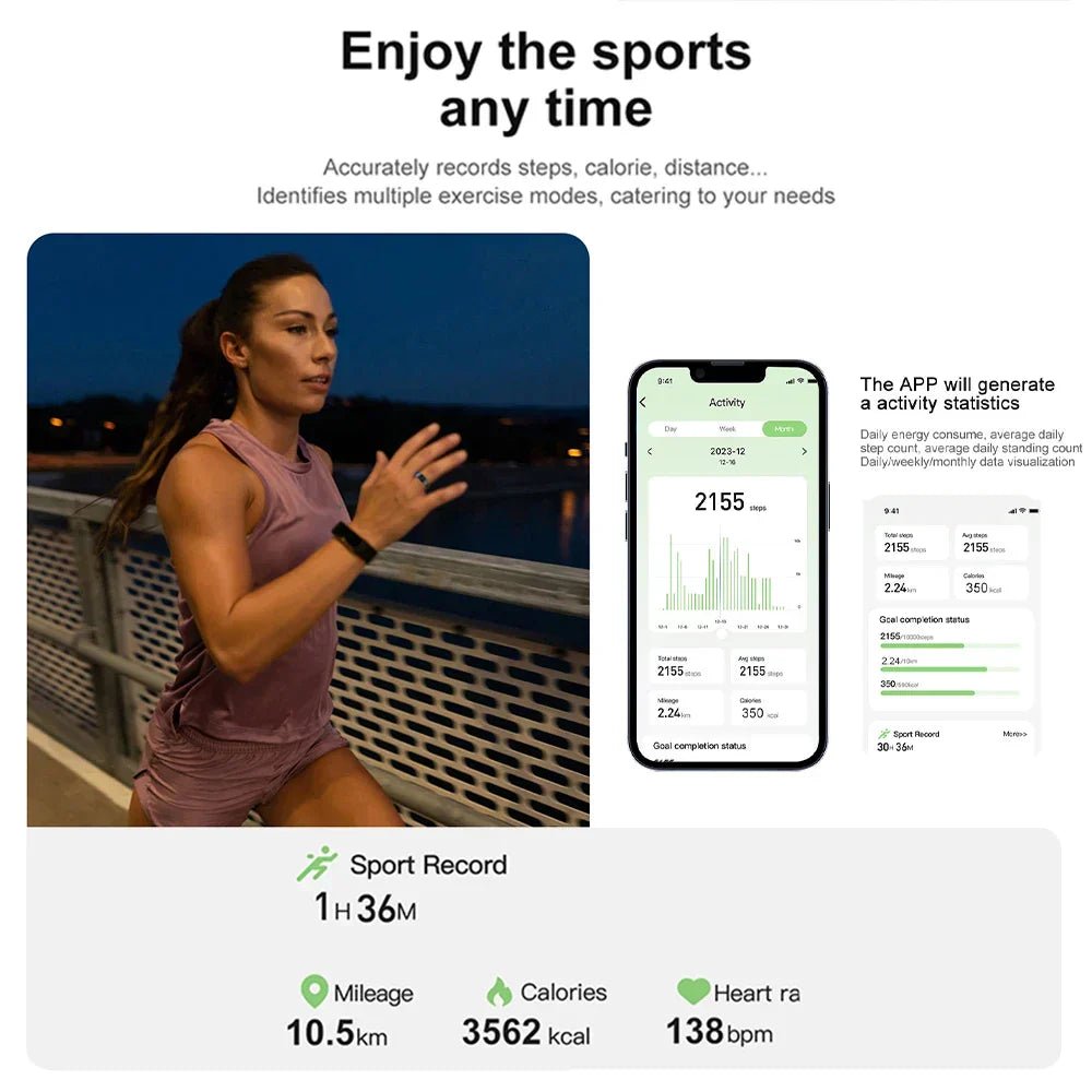 Titanium Steel Smart Ring with Health Monitoring, IP68 Waterproof, and Multi-sport Modes - Luxe and kind