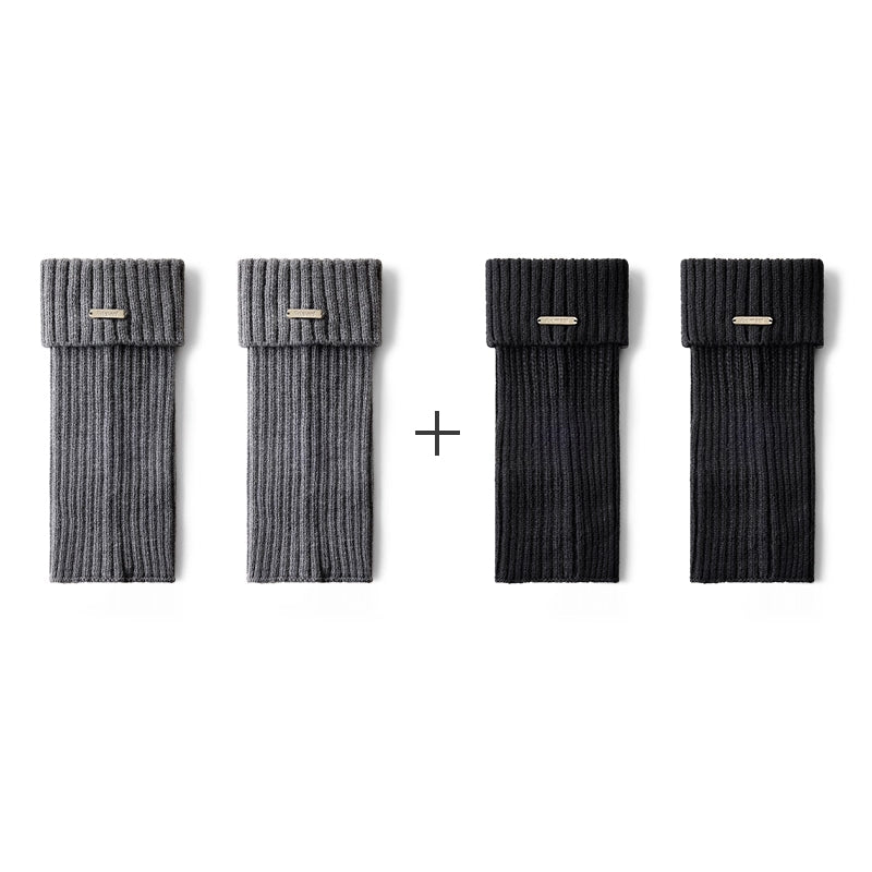 Women's 30cm Cuffed Ribbed Leg Warmers – Autumn & Winter 2-Pair Set